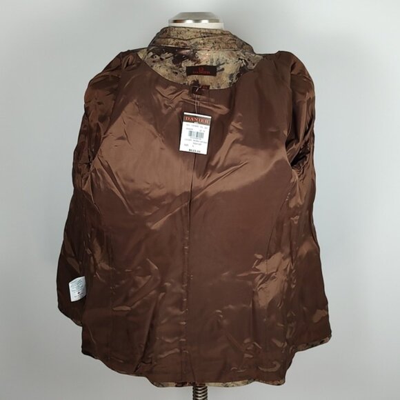 NWT! Y2K Danier Leather Jacket Abstract Metallic Bronze Nappa Light Size Large - Picture 8 of 11